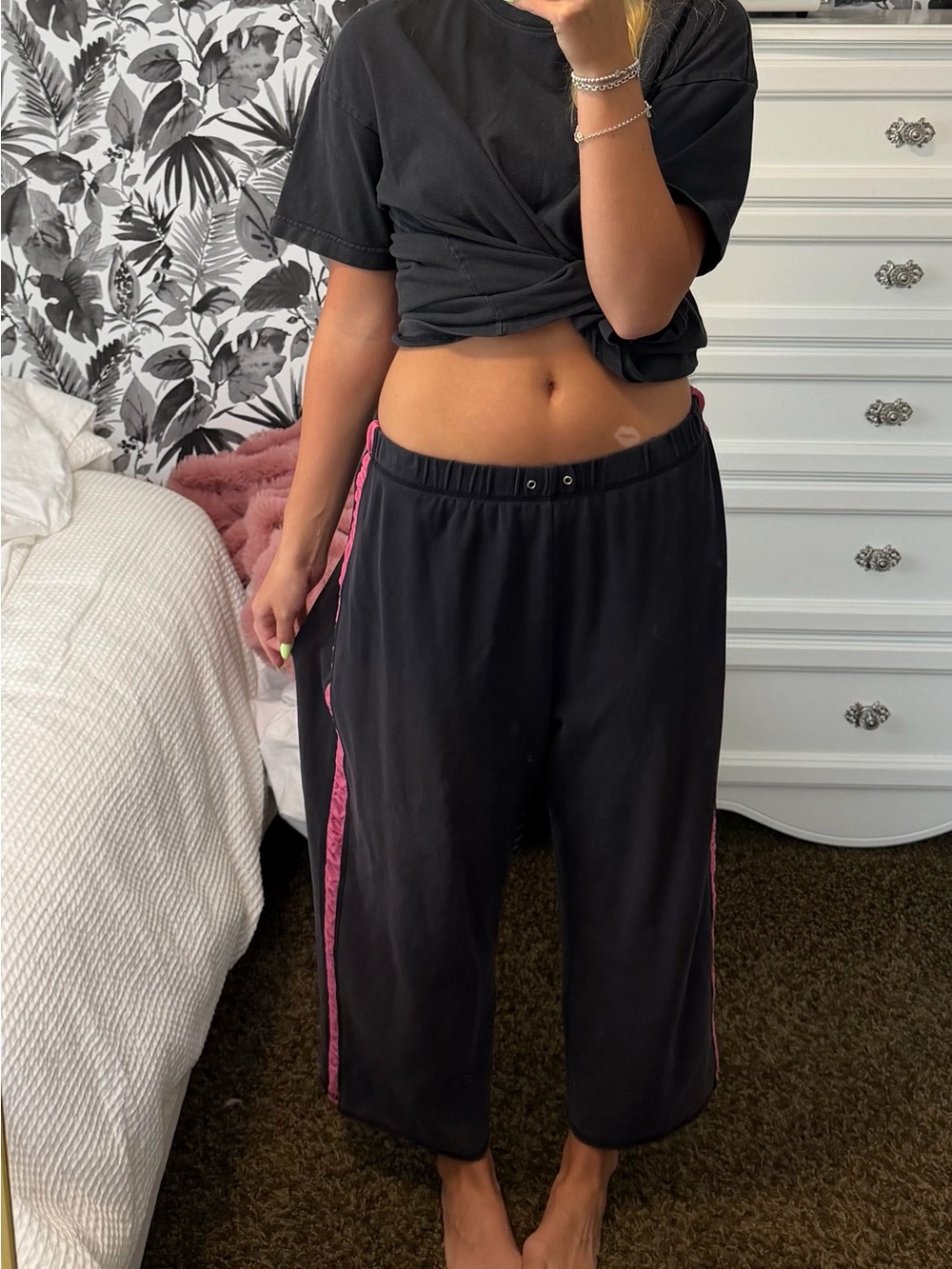Coldwater Creek Black Tack sweats Elastic Waistband